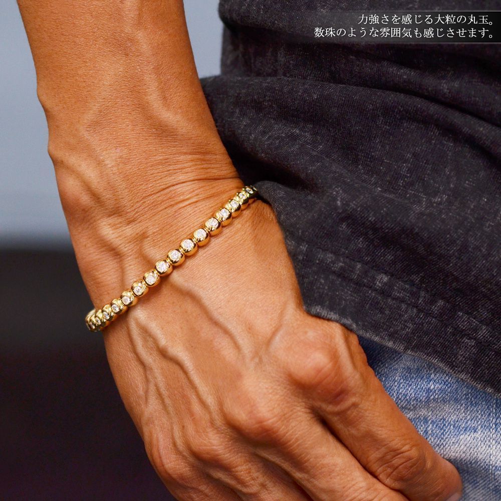 ブレスレット メンズ K18 18金 18k イエローゴールド ダイヤモンド 丸