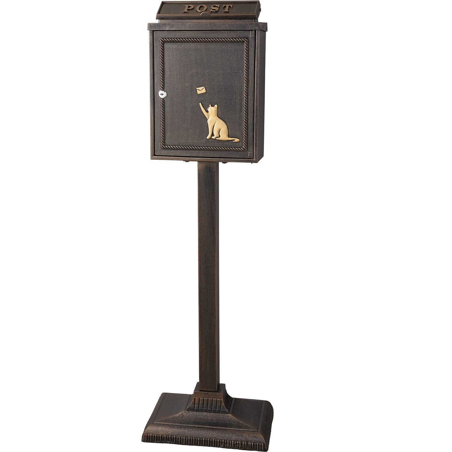 カバポスト Cabapost ポストスタンド 猫と手紙 スタンドポスト 置き型 ポスト スタンド 郵便受け 猫ブロンズ