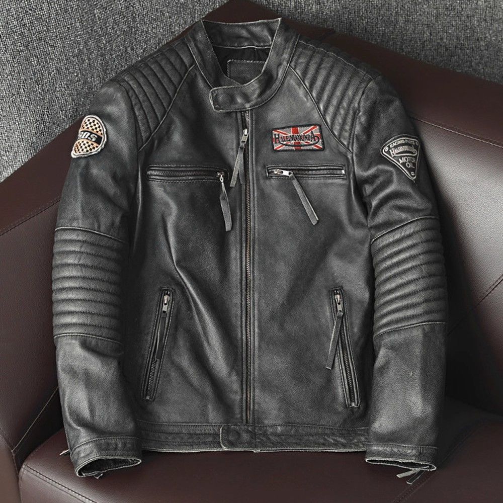 ♥ h メンズ 本革 レザージャケット 重厚感 立ち襟 ライダースジャケット 牛革 修身シルエット S-6XL