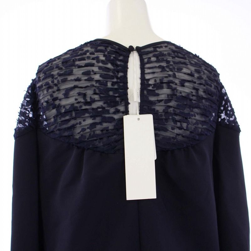 シアー切替ワンピース 長袖