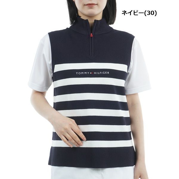 格別な トミーヒルフィガー ゴルフ レディース ベスト フロントロゴ ハイネック ノースリーブニット TOMMY HILFIGER GOLF THLA561 秋冬モデル ネイビー 30 品質保証、最安値に挑戦！