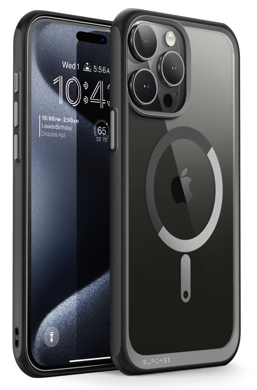 【サイズ:iPhone15ProMax_色:ブラック】クリアカバー ストラップホ