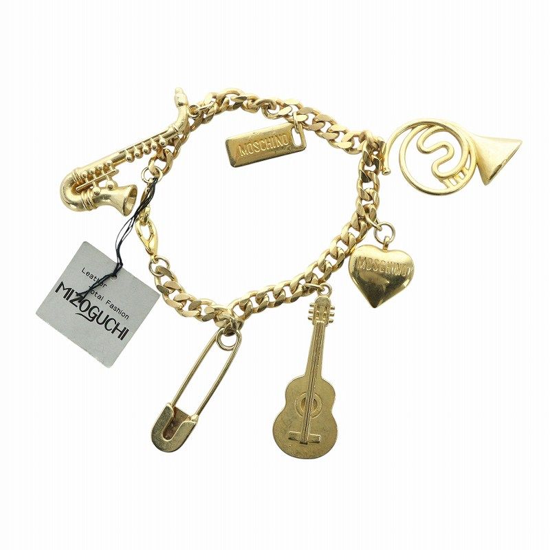 MOSCHINO モスキーノ ゴールド パール キー 南京錠 チェーンベルト MOSCHINO モスキーノ ゴールド パール キー 南京錠 チェーン