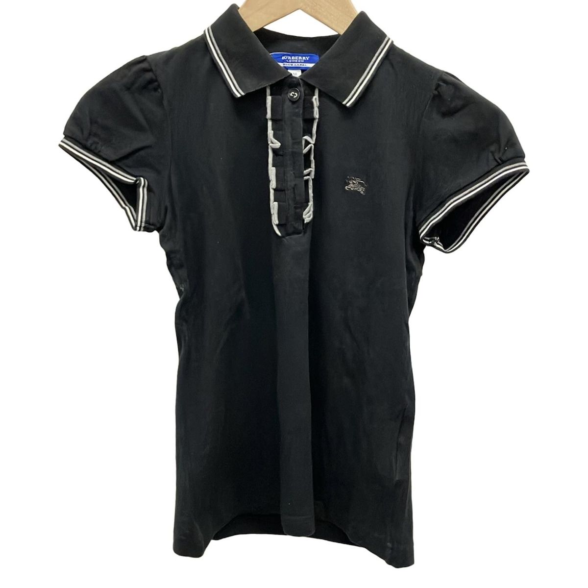 Burberry Blue Label バーバリーブルーレーベル 半袖ポロシャツ サイズ38 M レディース - 黒 フリル