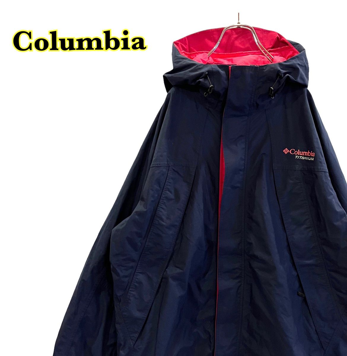 Columbia コロンビア　マウンテンパーカー　ナイロンジャケット　ネイビー　ロゴ刺繍　XLサイズ