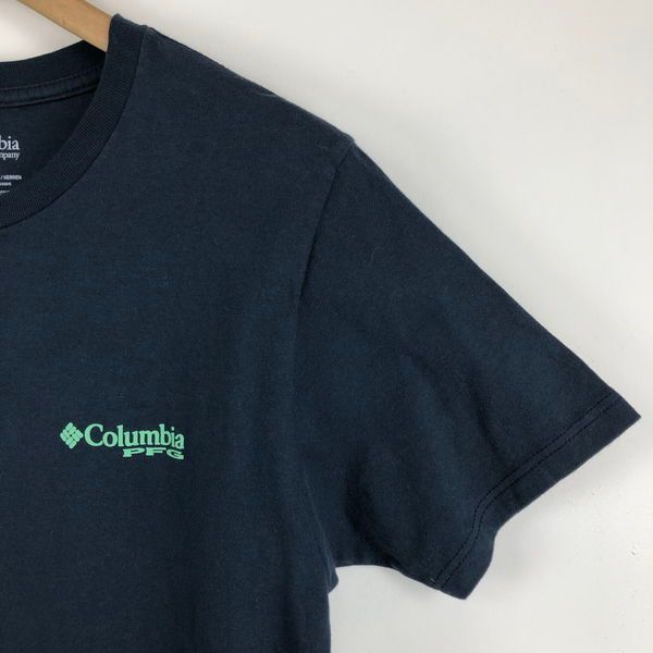 【古着】 Columbia コロンビア Tシャツ PFG バックプリント ブラックバス フィッシング ネイビー系 メンズM 【中古】 n056210