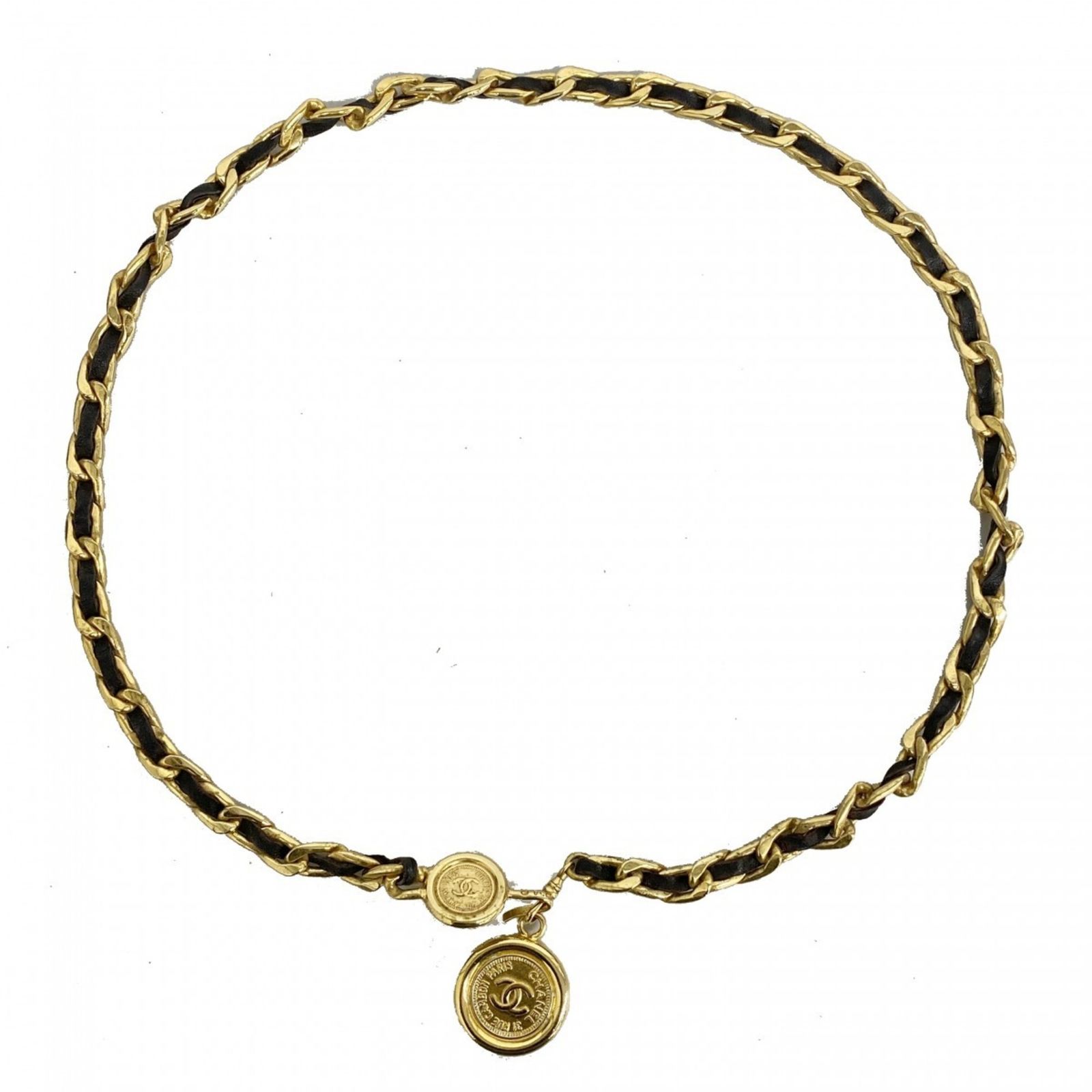 CHANEL ゴールド ブラック チェーンベルト CHANEL シャネル CHANEL ココマークチェーンベルト レザー