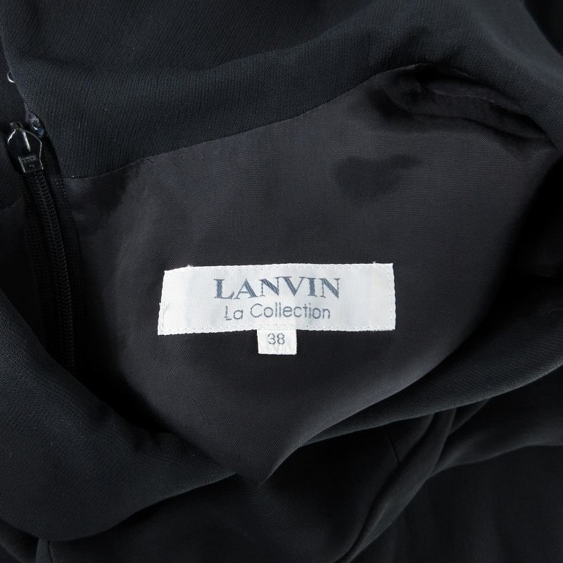 ランバン LANVIN ラ コレクション La Collection ワンピース ひざ丈 五分袖 38 黒 ブラック /EE - メルカリ