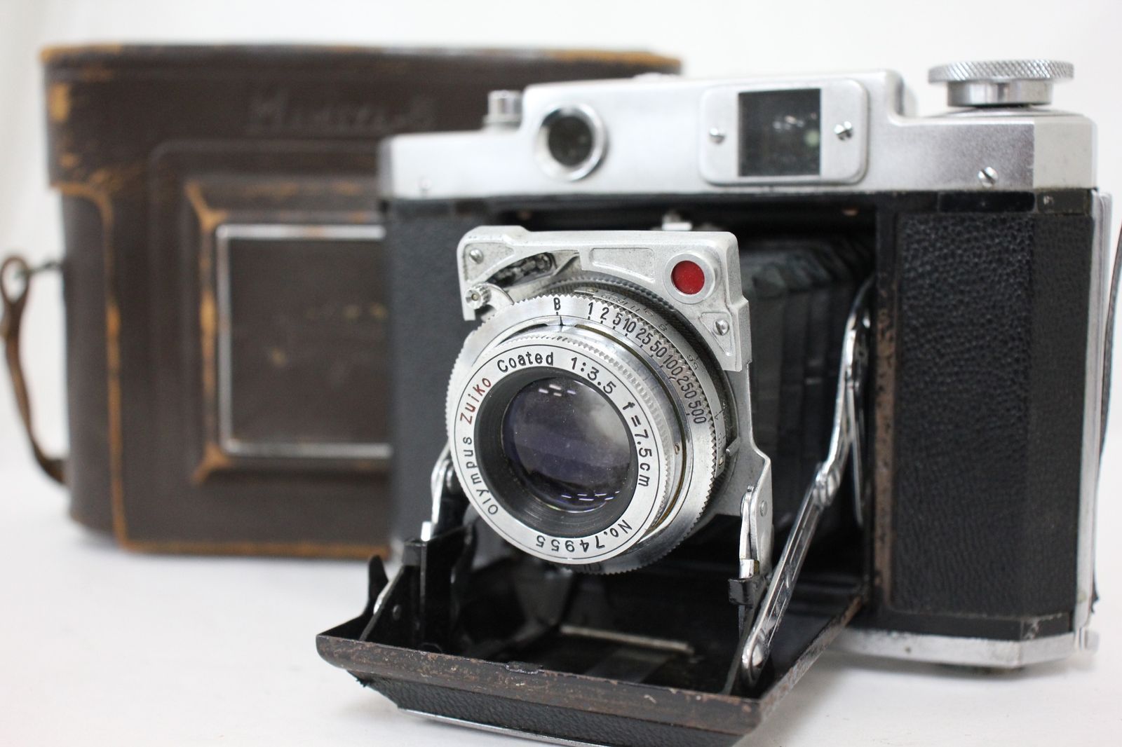 訳あり品 マミヤ Mamiya-6 Olympus Zuiko Coated 7.5cm F3.5 ケース付き 蛇腹カメラ e2791