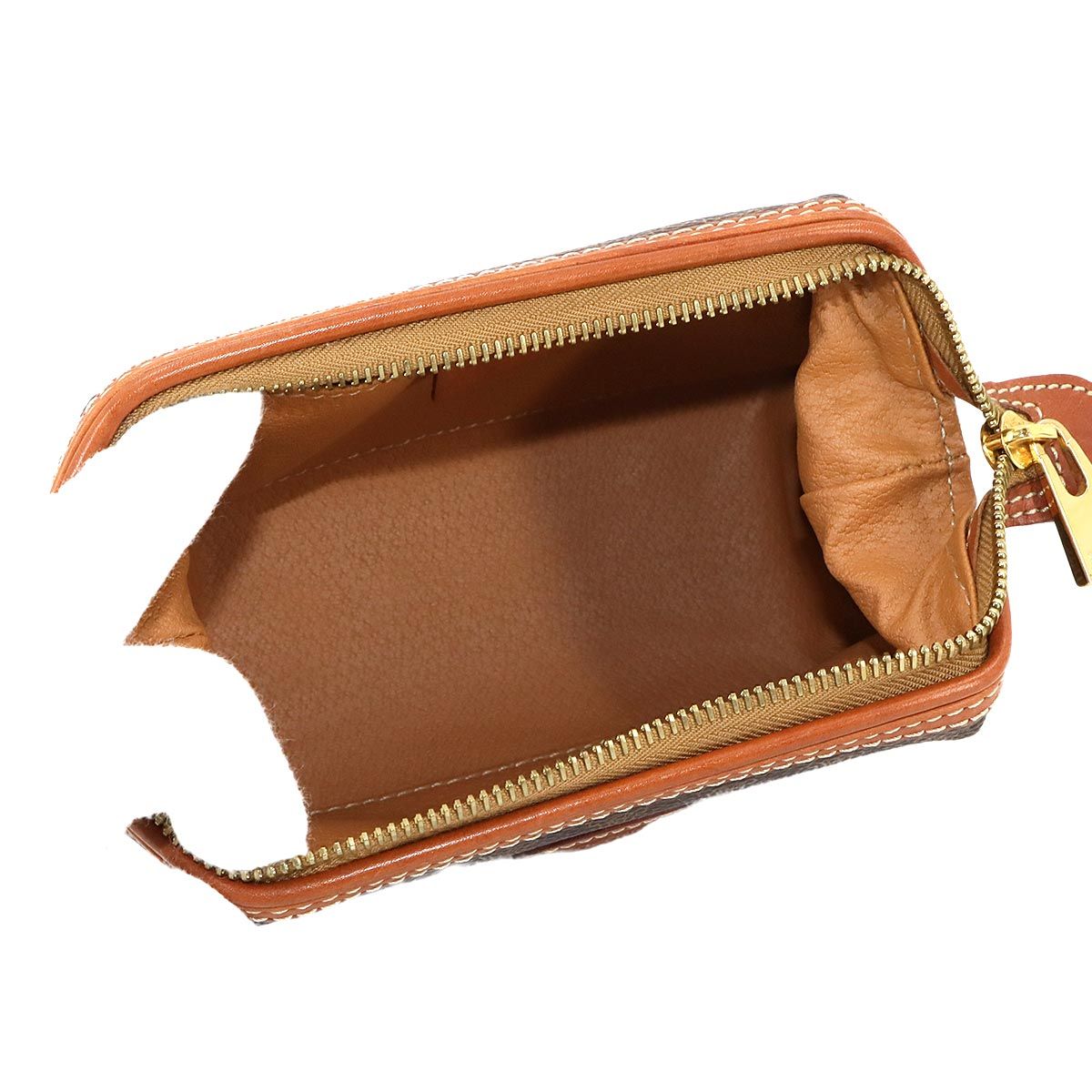 セリーヌ CELINE マカダム ポーチ PVC レザー ブラウン ゴールド