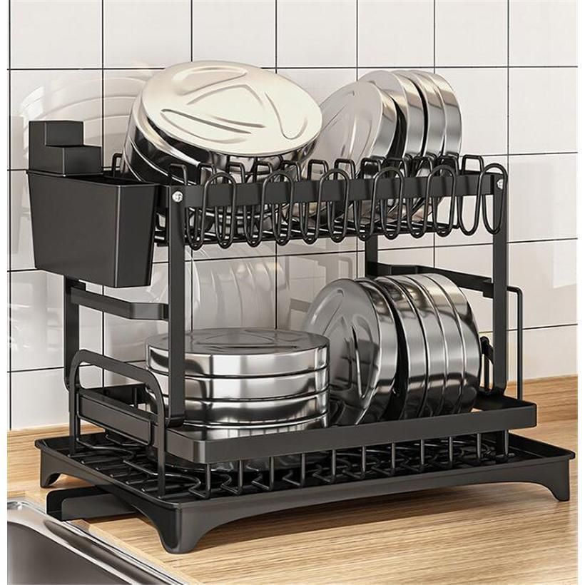水切りラック 2段 水切りかご シンク上 水切り 食器置き シンクサイド 箸置き 排水ノズル 大容量 食器 シンプル 台所 乾燥 キッチン SKLAD-KIRPICHA_RU