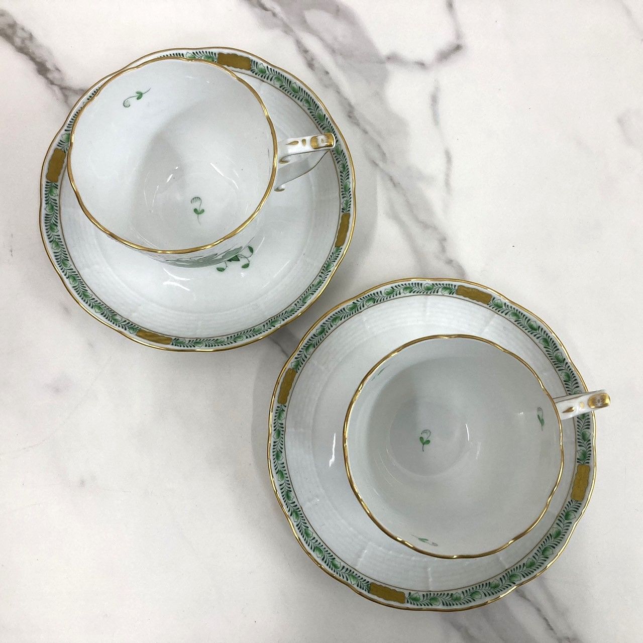 Herend ヘレンド アポニーグリーン コーヒーカップ＆ソーサー 2客 