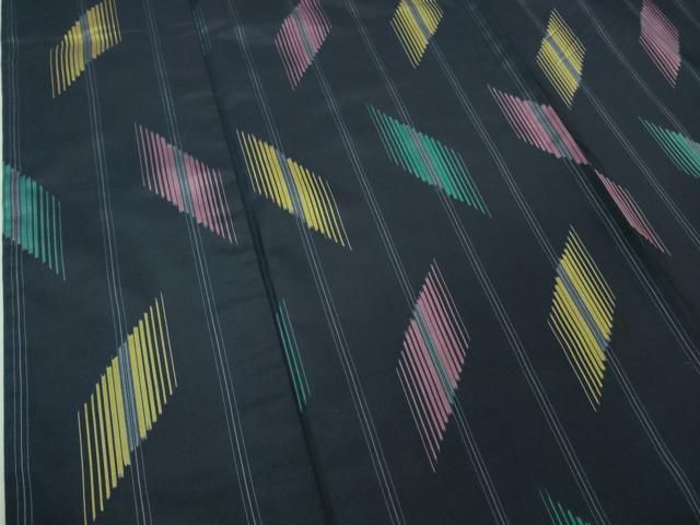 平和屋着物□極上 正絹絣 きじま銘仙 紬 単衣 木島織物謹製 証紙付き  