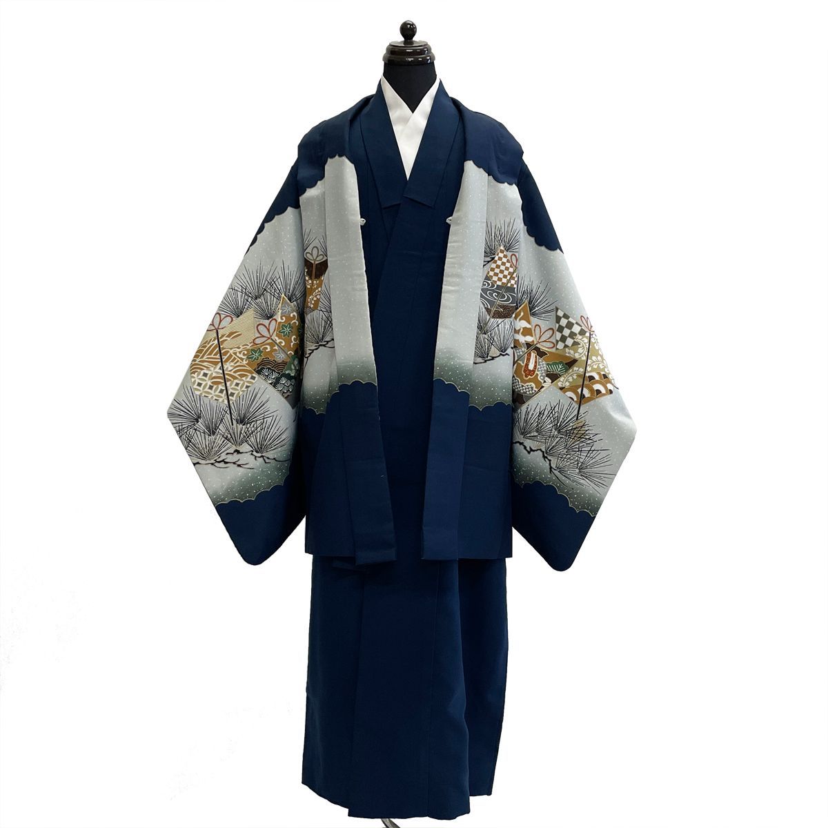 子供 羽織 着物 長襦袢 セット No.801 濃紺 男の子 七五三 宅配便|LE2