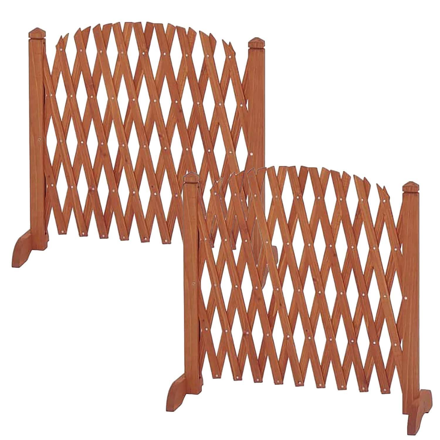 ガーデンマスター アコーディオンラティス 2個セット 幅38-120×奥行30×高さ73cm 伸縮タイプ 自立式 天然木杉材 衝立 パーテーション ペットゲージ ベビーゲージ ベランダ テラス バルコニー RAF-1273AR