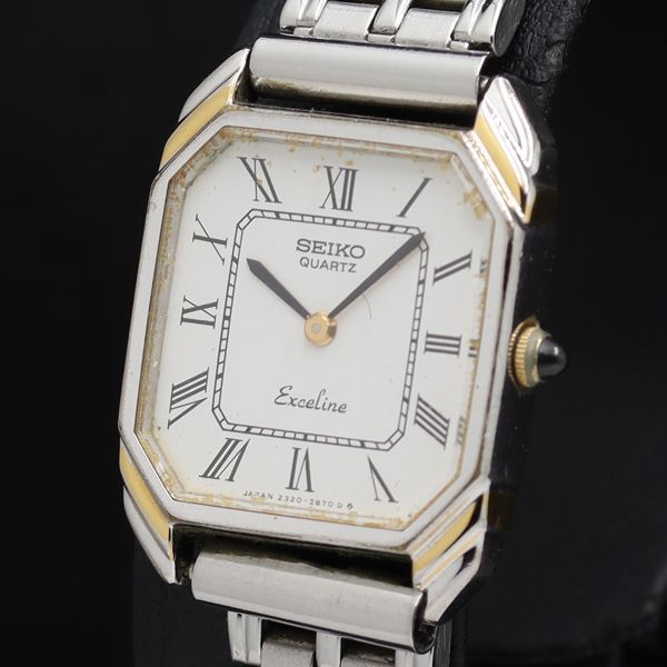 稼働 セイコー エクセリーヌ 2320-6440 QZ ホワイト文字盤 レディース