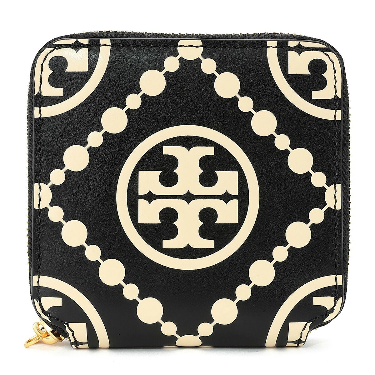 新品 トリーバーチ TORY BURCH 2つ折り財布 Tモノグラム コントラスト エンボス ブラック/ニュークリーム 新品 トリーバーチ TORY BURCH 2つ折り財布 Tモノグラム コントラスト
