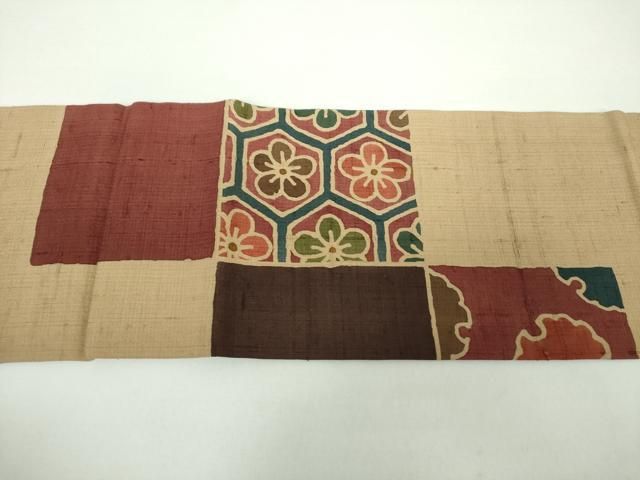 平和屋着物○九寸名古屋帯 紬地 器物更紗花間道 正絹 逸品 DAAX4344ps