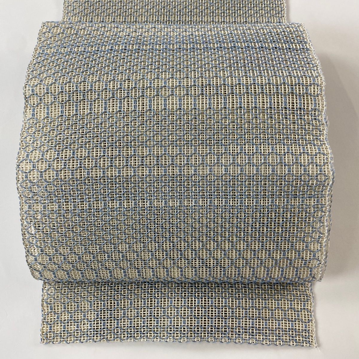 名古屋帯 秀品 夏帯 八寸名古屋帯 松葉仕立て 幾何学 クリーム 正絹