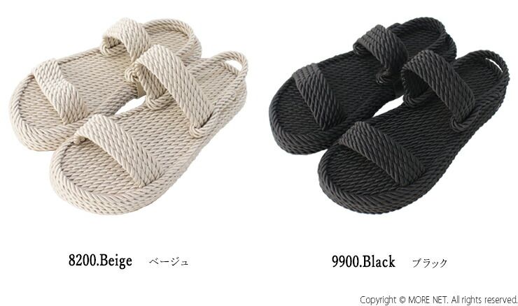 30 OFF ナコア NAKOA ヒールストラップロープサンダル フラット 厚底 靴 レディース 2025春夏 交換不可