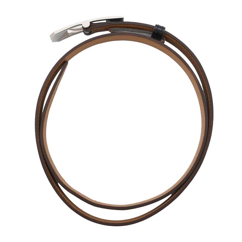 エルメス ベルト 黒/ナチュラル/シルバー金具 ボックスカーフ サイズ80  