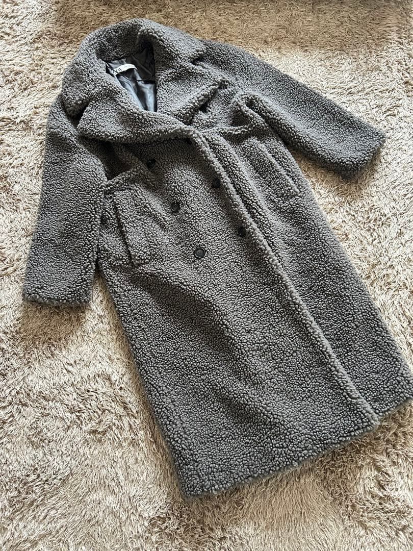 ZARA ザラ テディベアコート ボアコート チャコールグレー レディース