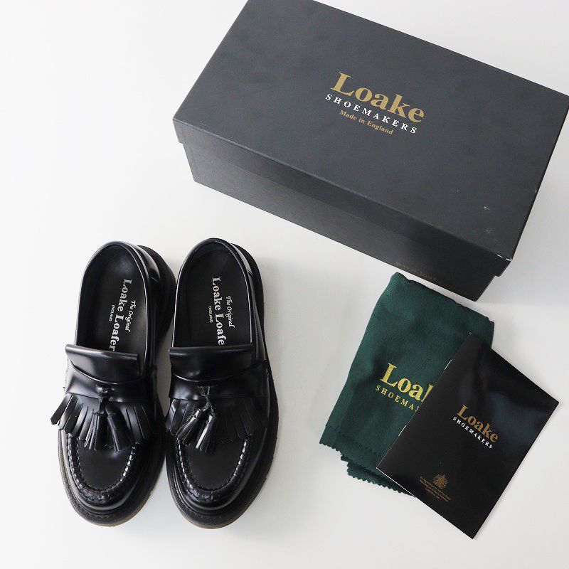 未使用に近い Loake タッセルローファー ガラスレザー 黒 BRIGHTON ローク タッセルローファー ブライトン オックスブラッド ガラスレザー