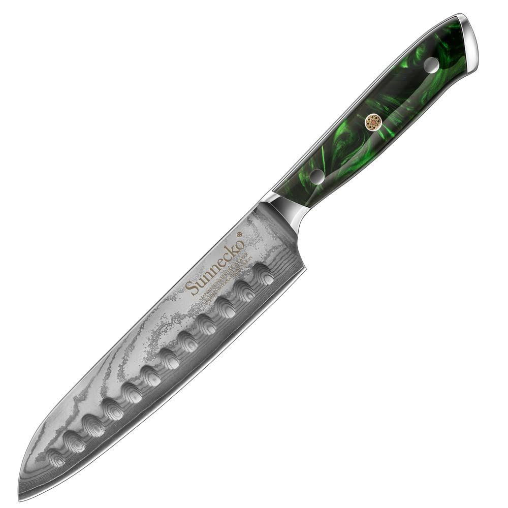 Sunnecko 包丁 三徳包丁 ステンレス 180mm 天然木柄 よく切れる 万能包丁 左利き 両刃 肉切り 魚包丁 ケーキナイフ パン切り包丁 180mm