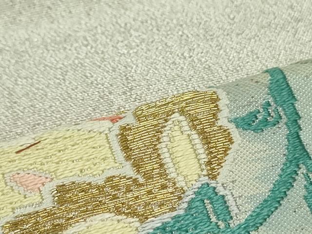 平和屋着物●六通柄袋帯　唐織　更紗花唐草文　金糸　正絹　逸品　DAAT7531ob 平和屋着物○六通柄袋帯 唐織 更紗花唐草文 金糸 正絹 逸品 DAAT7531ob