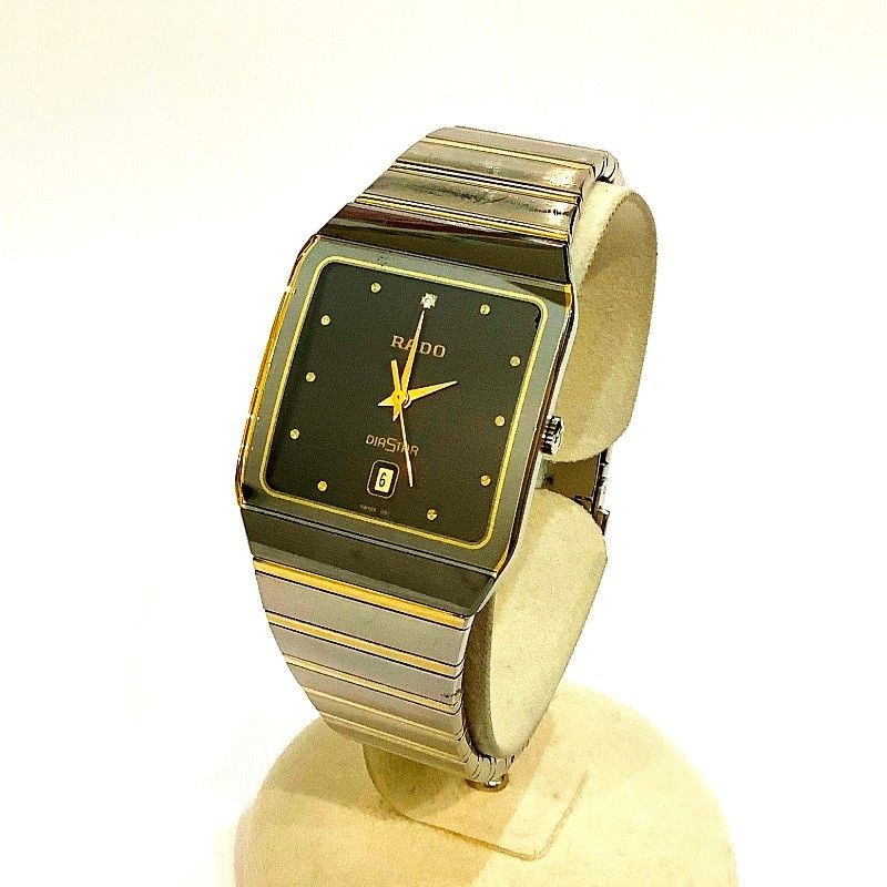 ラドー（RADO）129.0266.3 DIA STAR ダイヤスター スクエアメンズ腕時計 シルバー×ゴールド 黒文字盤 カレンダー 3針 クオーツ  【中古】KB-8361 - メルカリ