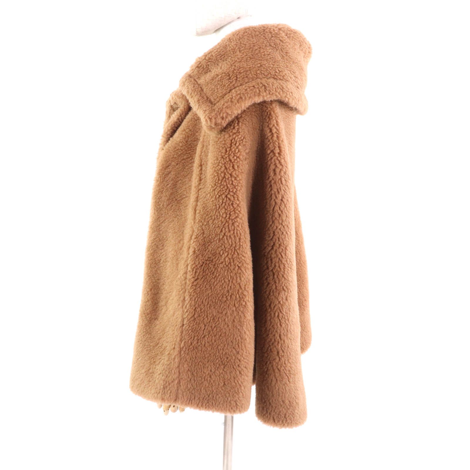 高級 美品 マックスマーラ テディベア ケープ ポンチョ シルク混 未使用品☆Max Mara マックスマーラ 473601036 キャメル シルク