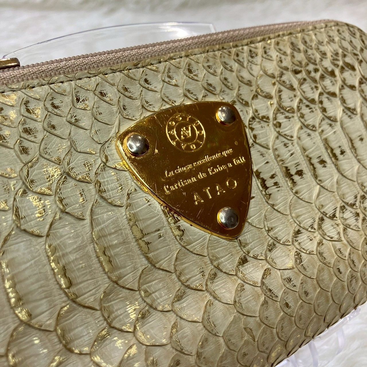 ATAO アタオ パイソン シャンパンゴールド 長財布 白蛇 L字 リュクス