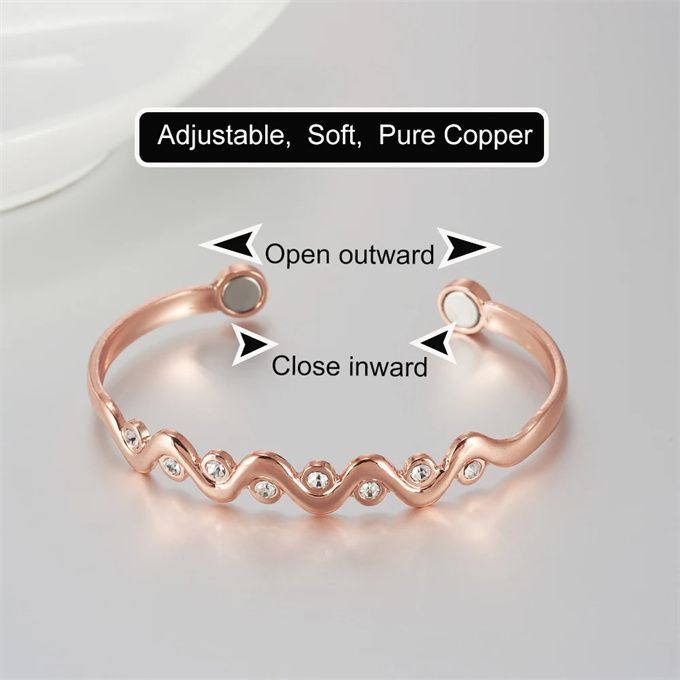 純銅 ブレスレット バングル 健康 銅ブレスレット キュービックジルコニア 純銅 ブレスレット バングル 健康 銅ブレスレット キュービック