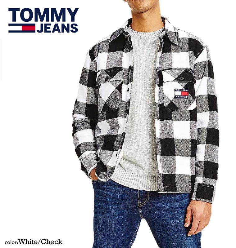 TOMMY JEANS トミージーンズ裏ボアオーバーチェックシャツtommy/m