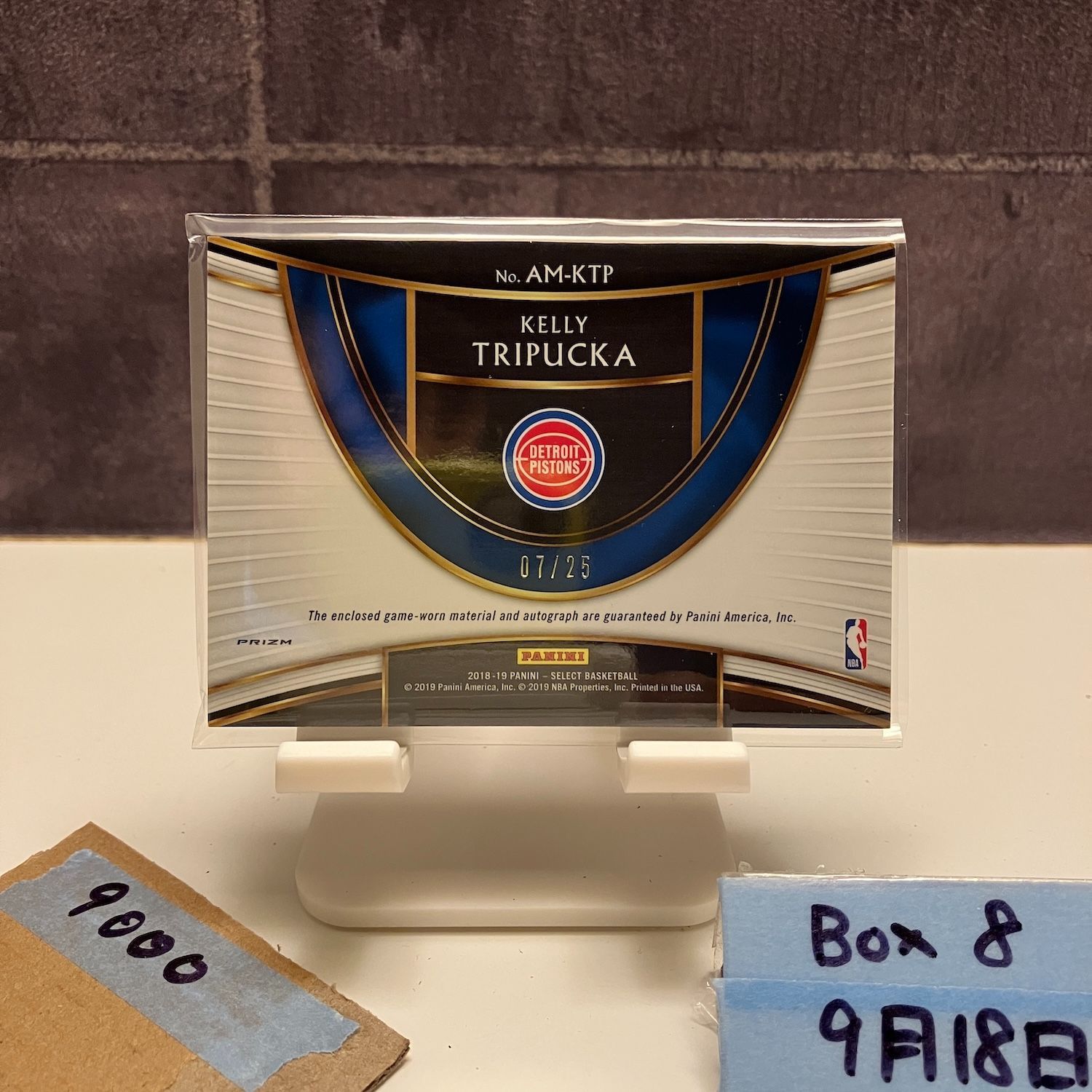 2018-19 Panini Select Kelly Tripucka 07 25 直筆サイン Detroit Pistons Prizm パッチ カード