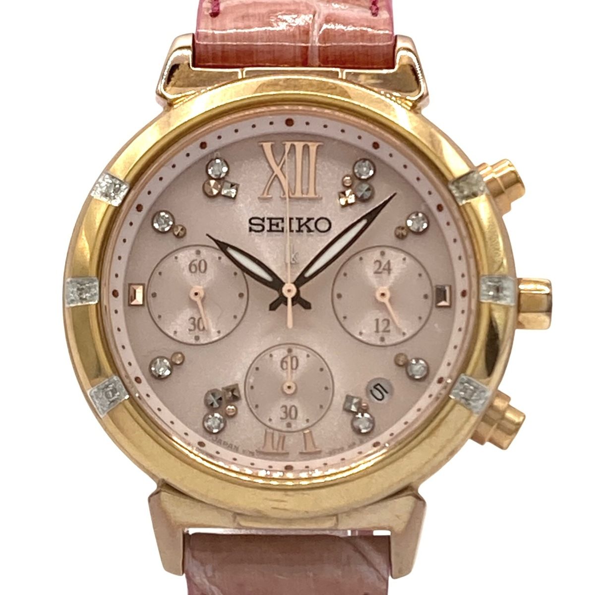 ソーラー、美品】SEIKO セイコー ルキア クロノグラフ V175-0AJ0