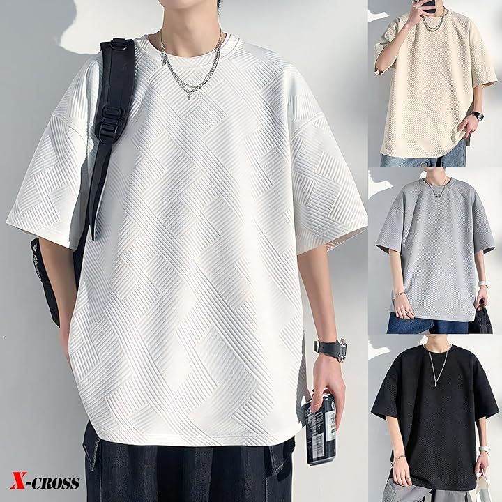 X-cross クロス ゆったりtシャツ 半袖 メンズ 大きめ 無地 透けない 