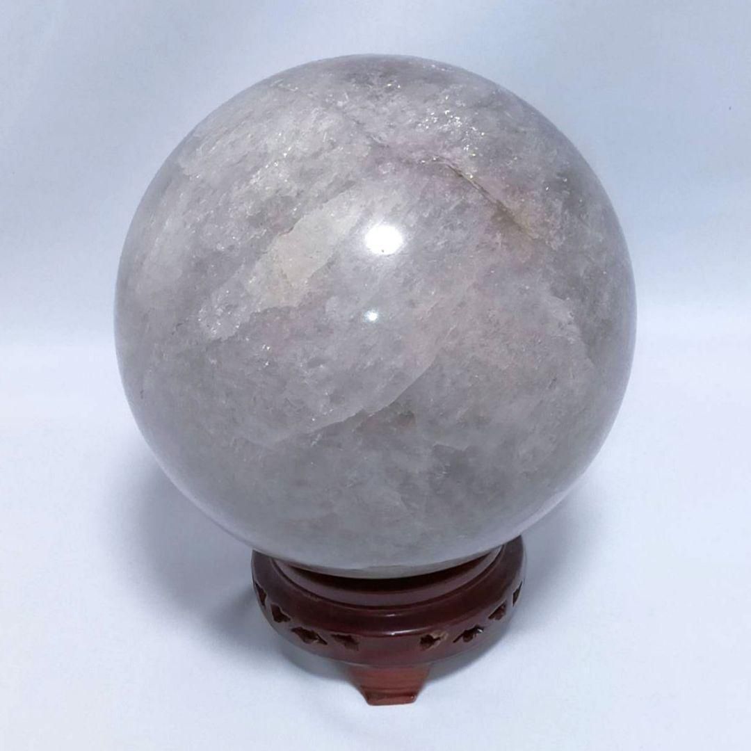 6400g 天然石 虹 直径17cm 台座 虹が舞う天然石スフィア 台座付き 癒し