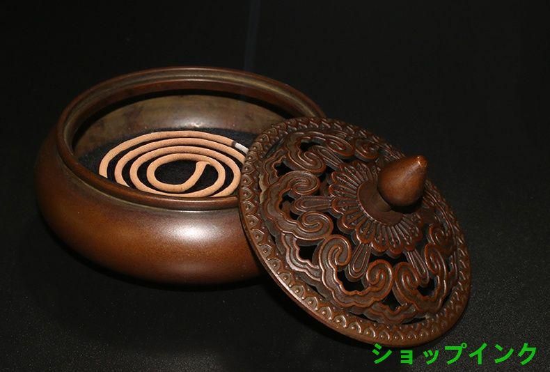 銅製 蘇工如意三足炉 盤香炉 檀香炉 茶道具 香道具 装飾品 工芸品 置物 銅製 如意紋香炉 盤香炉 茶道香り炉 香道具 装飾品 工芸品 置物