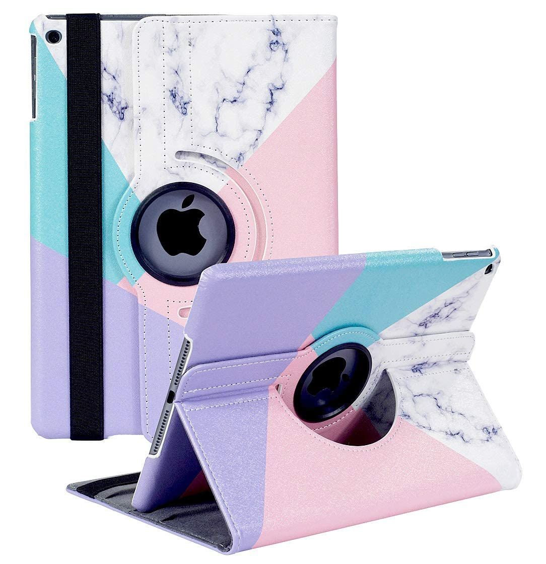 新着商品 iPad 10.2インチ 第9世代 2021年 第8世代 2020年 第7世代 2019年 対応 360度回転スタンド オートスリープ機能 3段階調節 固定バンド 脱落防止 耐衝撃 耐久性 おしゃれ ピンク色の大理石