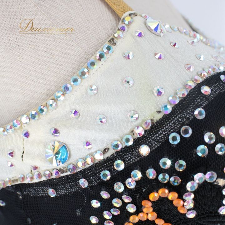 社交ダンス 衣装 ラテン ドレス ワンピース 黒 デモ 競技 ダンス パーティ 発表会 白 レース 透け感 ブラック系 透け素材 おしゃれ デザイン ストレッチ イベント 演出 コスチューム ダンスウェア LLC-HASEGAWATOSO_COM