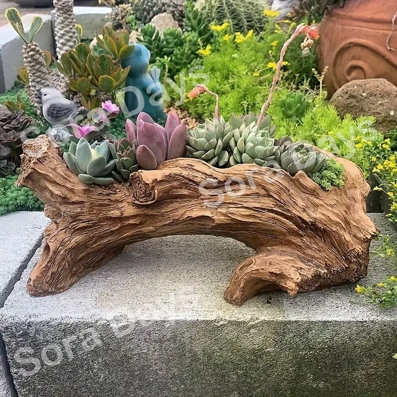 ガーデニング置物 流木多肉の屋外 流木ガラス オブジェ 花瓶 多肉植物