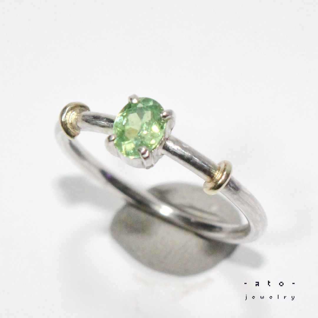 テリ✴︎濃グリーンのカラーチェンジガーネットK10小ワッカ太め