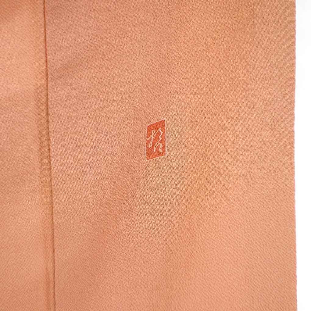 訪問着 身丈160cm 裄68cm 前幅23.5cm 後幅29cm 袖丈50cm 袖幅35cm レディース 袷 花柄 裄長 裄Lサイズ 秋冬春用 正絹 シルク オレンジ やや難 加賀友禅 田村哲彦 リメイク リユース リサイクル 呉服のきくや