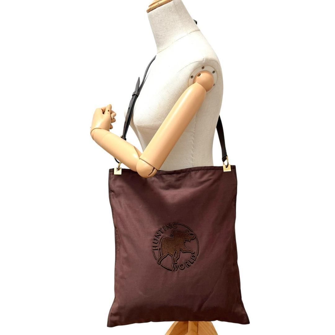 美品 HUNTING WORLD トートバッグ ショルダーバッグ A4収納 HUNTING WORLD ハンティングワールド ショルダーバッグ 斜め掛け A4