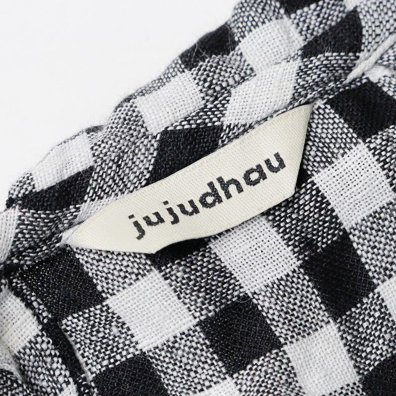 ズーズーダウ jujudhau ギンガムチェックリネンプルオーバーブラウス 