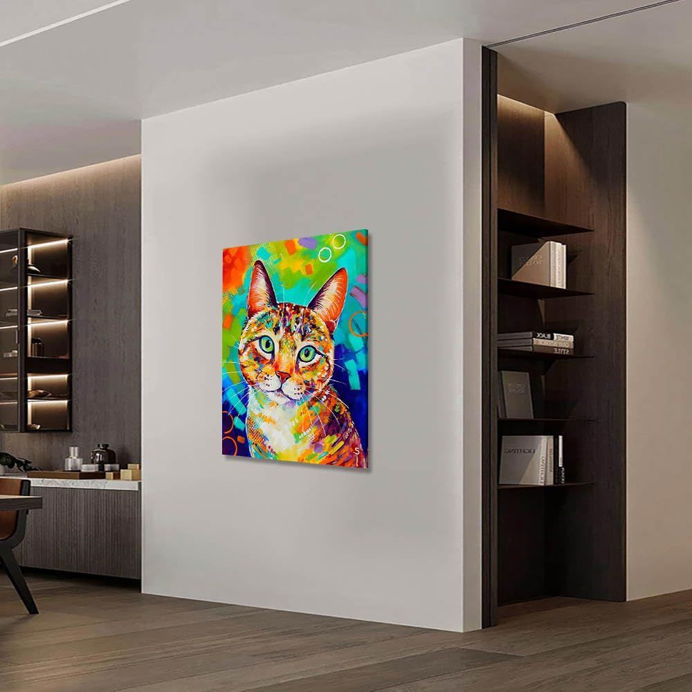 人気商品】猫 動物 W30cm H40cm アートフレーム 絵画 キャンバス