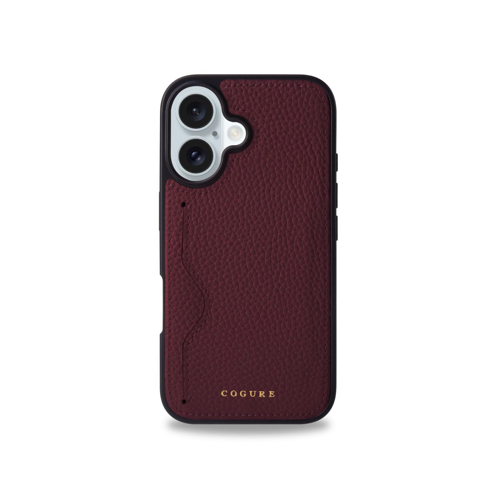 数量 ケース 本革 シュリンクカーフレザー iPhone16 カード入れ シンプル おしゃれ コグレ ギフトボックス付き COPC1 ワインレッド WineRed