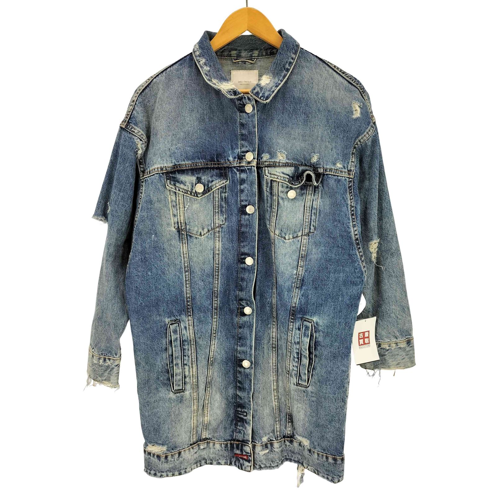 ザラ ZARA ダメージ加工 デニムロングジャケット レディース M - メルカリ