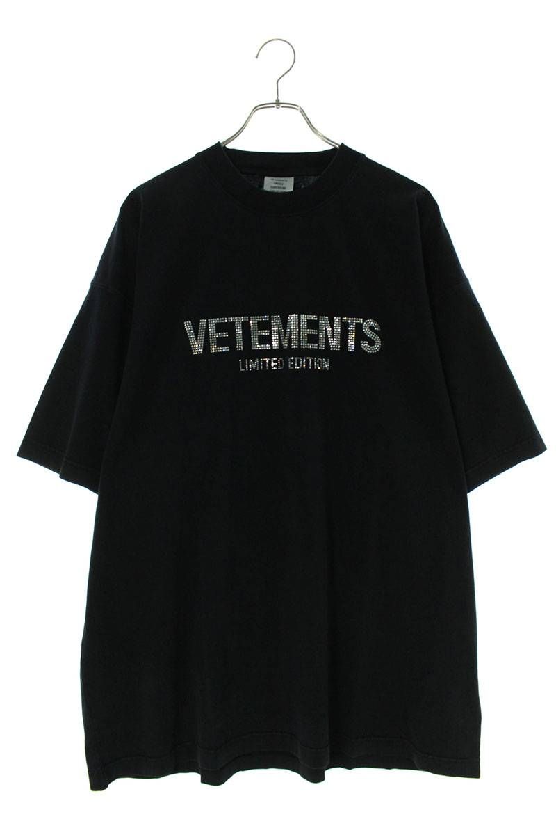 ヴェトモン 23AW UE54TR180B BLACK クリスタルロゴTシャツ メンズ XS
